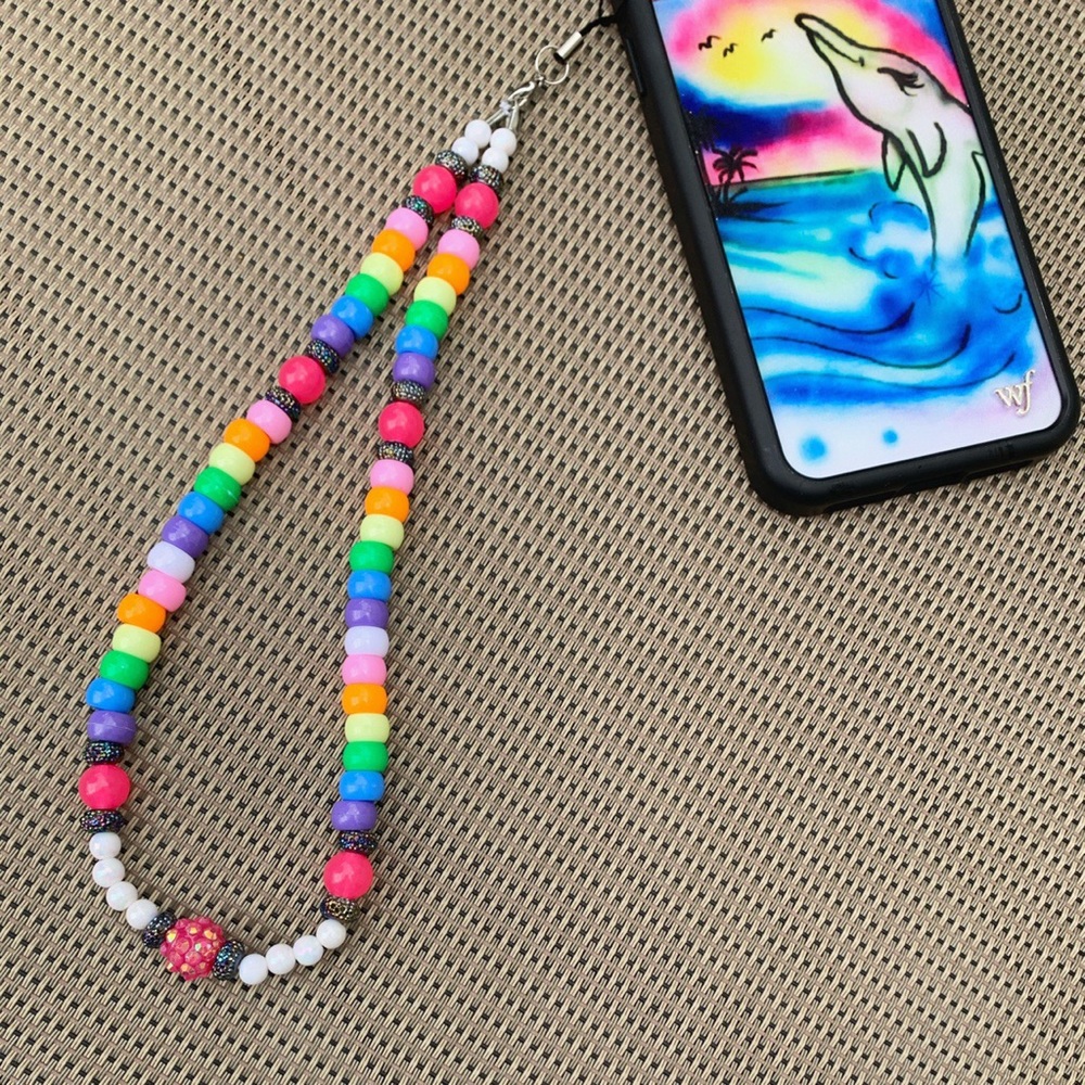 Summer pony bead phone charm string ting